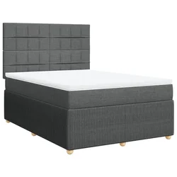 Vidaxl Box spring postelja z vzmetnico temno siva 140x200 cm blago