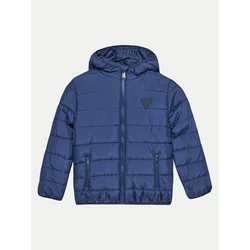 Guess Puhovke HOODED LS PADDED PUFFER W ZIP Modra
