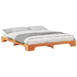 Vidaxl Konstrukcija postelje Rjava 200 x 210 cm Masivno borovo les