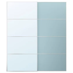 MEHAMN/AULI Par kliznih vrata, aluminijum dvostrano/svetloplava ogledalo, 200x236 cm