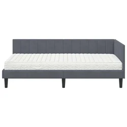 Kotni okvir postelje z matrico 2 kos Temno siva 90 x 200 cm