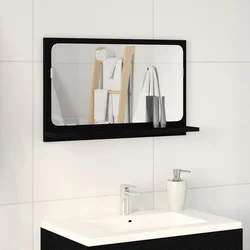 Ogledalo Polica Crni hrast 60 x 10,5 x 37 cm Konstruirano drvo