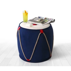 Atelier del Sofa Tabure 44x42cm, Plavo-Belo