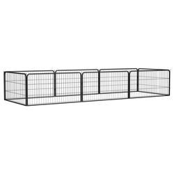 Ograda za pse s 8 panela crna 100 x 50 cm čelik obložen prahom
