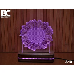 Black Cut 3D Lampa sa 9 različitih boja i daljinskim upravljačem - Cvet ( A10 )