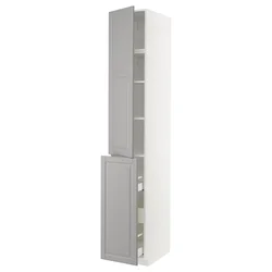 METOD / MAXIMERA Vis.elem. s izvl.funk. 3fi/1vr/2pol, bela/Bodbyn siva, 40x60x240 cm