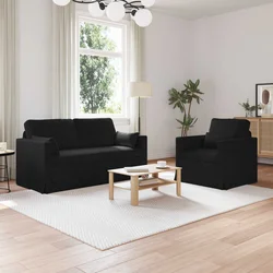 vidaXL Kavč 2 pcs Črna Kovina