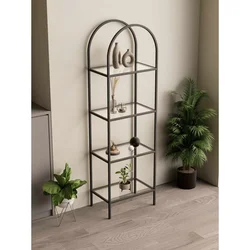 Hanah Home Idil polica za knjige 47 × 158 × 30 cm, crna / providno staklo