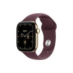 APPLE Watch Series 12 GPS + Cellular 42mm Radiant Gold Titanium Case with Burgundy Sport Band - M/L (MJGK4WF/A)