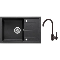 Deante ZRDA2113 Set Sudopera, 1 korito, 15.2cm + Slavina, 35.5cm, Crna
