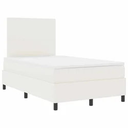 Vidaxl LED Box Spring Postelja z vzglavjem Krema in bela 120 x 200 cm
