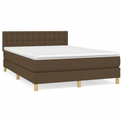 vidaXL vidaXL Box spring postelja z vzmetnico temno rjava 140x200 cm blago, (20725034)