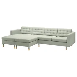 LANDSKRONA Sofa 4-sed i lenjivci, Gunnared svetlozelena/drvo