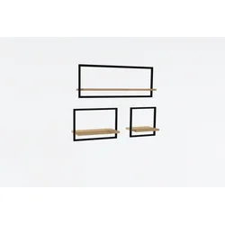 Hanah Home Zidna polica Yeso Sapphire, 3 komada, Crno-braon