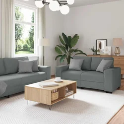 Dvodijelni set sofa s jastucima, tamno siva tkanina