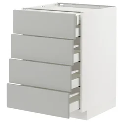 METOD / MAXIMERA Pod.elem.4fronta/2donj/3sred.fioke, bela/Havstorp svetlosiva, 60x60 cm