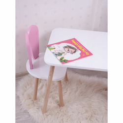 HANAH HOME Dečiji sto i stolica Bunny One Chair Set Pink White