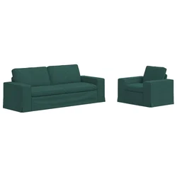 Vidaxl Kavč 2 pcs Temno zelena Kovina