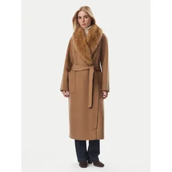 Tommy Hilfiger Volneni plašč Belted WW0WW51105 Temno rjava Regular Fit