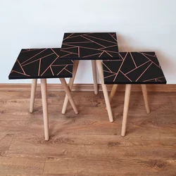 Hanah Home Set klub stočića 3Shp219, 3 komada, Šarena