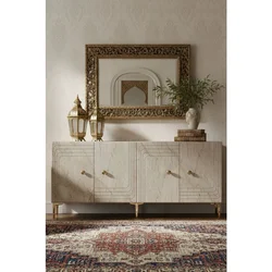 Hanah Home komoda Lessi 180, 180 cm, bela / travertin