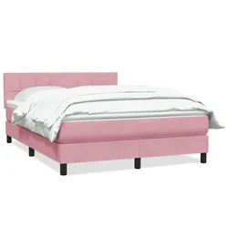 Vidaxl Box spring postelja z vzmetnico roza 160x210 cm žamet