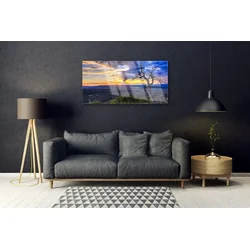 tulup.si Slika na steklu Drevo sunset 100x50 cm 4 obešalnika