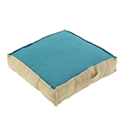 Douceur d intérieur Jastuci COUSSIN DE SOL 45 x 45 x 10 CM COTON UNI+JUTE BELITA TURQUOISE Blue