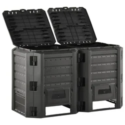 vidaXL Vrtni kompostnik črn 800 L