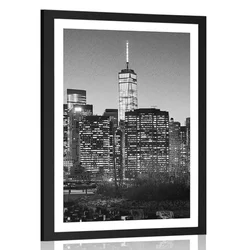 Plakat s paspartujem center New Yorka v črnobeli varianti - 20x30 no frame