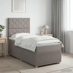 vidaXL Postelja boxspring z vzmetnico Taupe 80 x 200 cm Blago