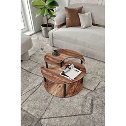 HANAH HOME Okrugli set stolova za kafu Yang 2 Walnut