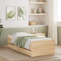 Vidaxl Posteljni okvir s predali sonoma hrast 90x200 cm