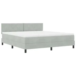 Vidaxl LED Box Spring Postelja Svetlo siva 180 x 200 cm Žamet