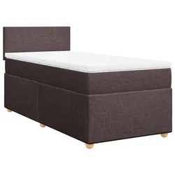 Vidaxl Box spring postelja z vzmetnico temno rjav 90x190 cm blago