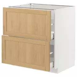METOD / MAXIMERA Pod.element, 2fronta/2vis.fioke, bela/Forsbacka hrastovina, 80x60 cm