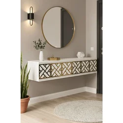 Hanah Home komoda Arex 120, 120 cm, bela / zlatna