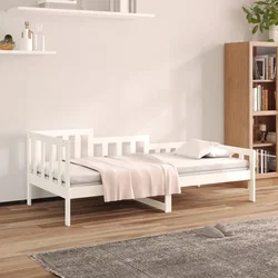 Izvlečna postelja brez vzmetnice bela 90x200 cm trdna borovina
