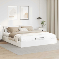 Vidaxl Otomanski posteljni okvir brez vzmetnice bel 180x200 cm