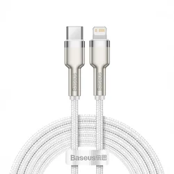 BASEUS Kabel za iPhone USB-C – Lightning serije Metal Data 20 W PD, 2 m – bel