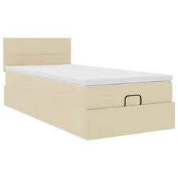Vidaxl Otomanska postelja z vzmetnico krem 100x200 cm blago