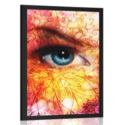 Plakat modre oči z abstraktnimi elementi - 60x90 white