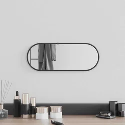 Zidno ogledalo crna 40x15 cm ovalno