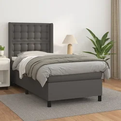 Greatstore Box spring postelja z vzmetnico siva 80x200 cm umetno usnje