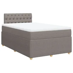 Vidaxl Box spring postelja z vzmetnico taupe 120x200 cm blago