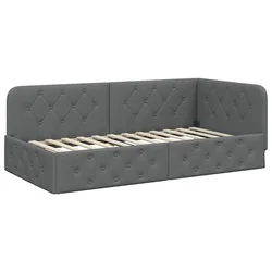 Vidaxl Kotna postelja z vzglavjem Temno siva 100 x 200 cm blago