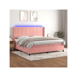 Den Box spring postelja z vzmetnico LED roza 200x200 cm žamet