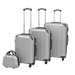 VIDAXL štiridelni komplet trdih potovalnih kovčkov, srebrn