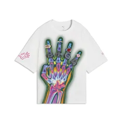 PUMA Flaujae Graphic Tee Oversized Unisex, Sport, White, S