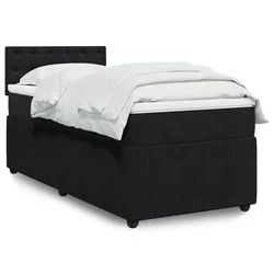 vidaXL Box spring postelja z vzmetnico črn 90x190 cm žamet